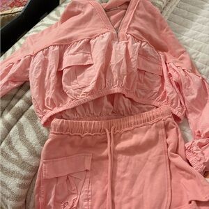 ILLA ILLA Textured Pink Lounge Set